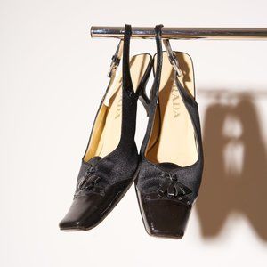 Vintage Prada Square Toe Slingback Kitten Heel